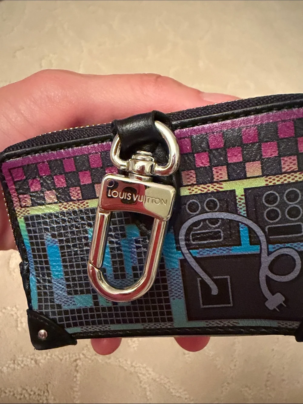 RARE COLLECTIBLE Louis Vuitton Purple and Blue bag charm Pouch gently used